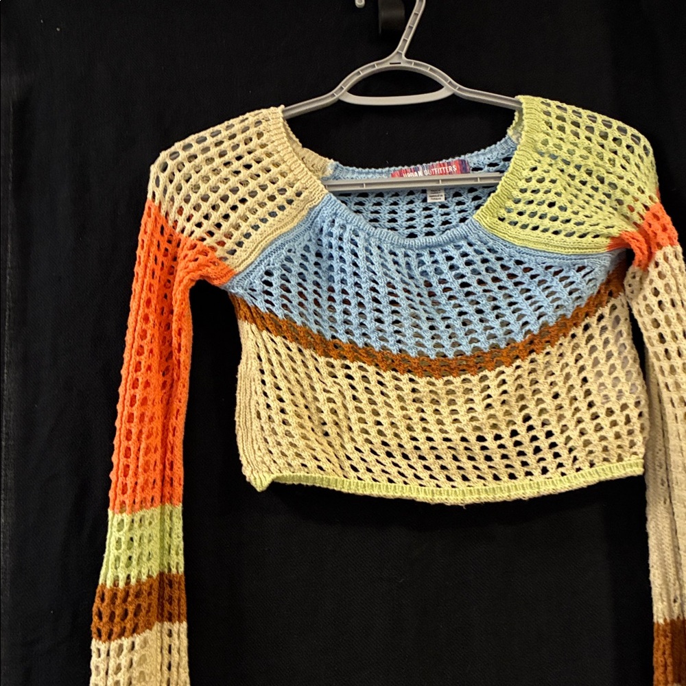 Urban Outfitters Blue Crochet Knit Top